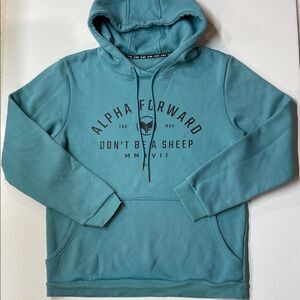 Alpha Forward Teal Graphic Hoodie “Don’t Be A Sheep” Sweatshirt Unisex Sz M